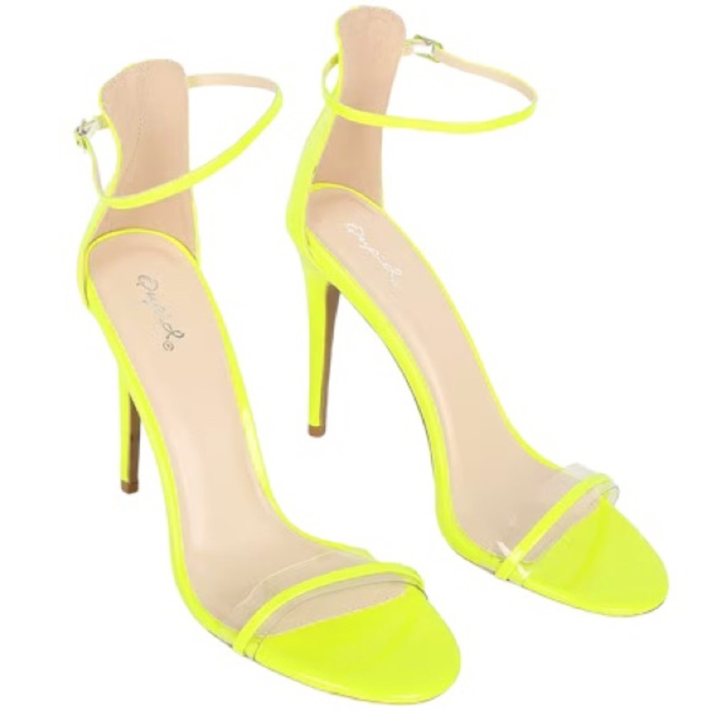 Qupid Patent Leather Neon Green Heels